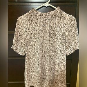 Adrianna Papell Woman’s Blouse with Taupe/Black Animal Pattern Size S